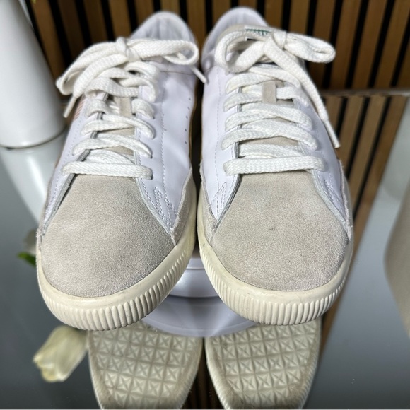 Men's Puma Basket White Leather Retro Fashion Trainer White and Gold Size 11 - Picture 1 of 5